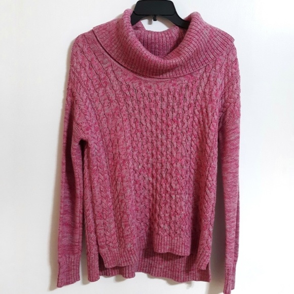 American Eagle Outfitters Sweaters - AEO chunky knit cowl neck pink gray sweater sz M